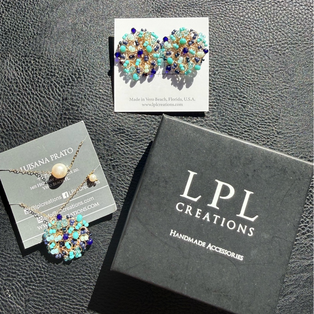NWT Gold Bead Earrings and Layered Necklace Set